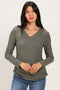 Olive Long Sleeve V-Neck Top