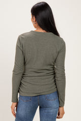 Olive Long Sleeve V-Neck Top