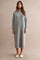 Grey Ribbed Knit Half-Zip Midi Sweater Dress