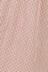 Ivory Red Gingham Lace Trim Midi Dress