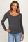 Charcoal Lettuce Hem Fitted Long Sleeve Maternity Top