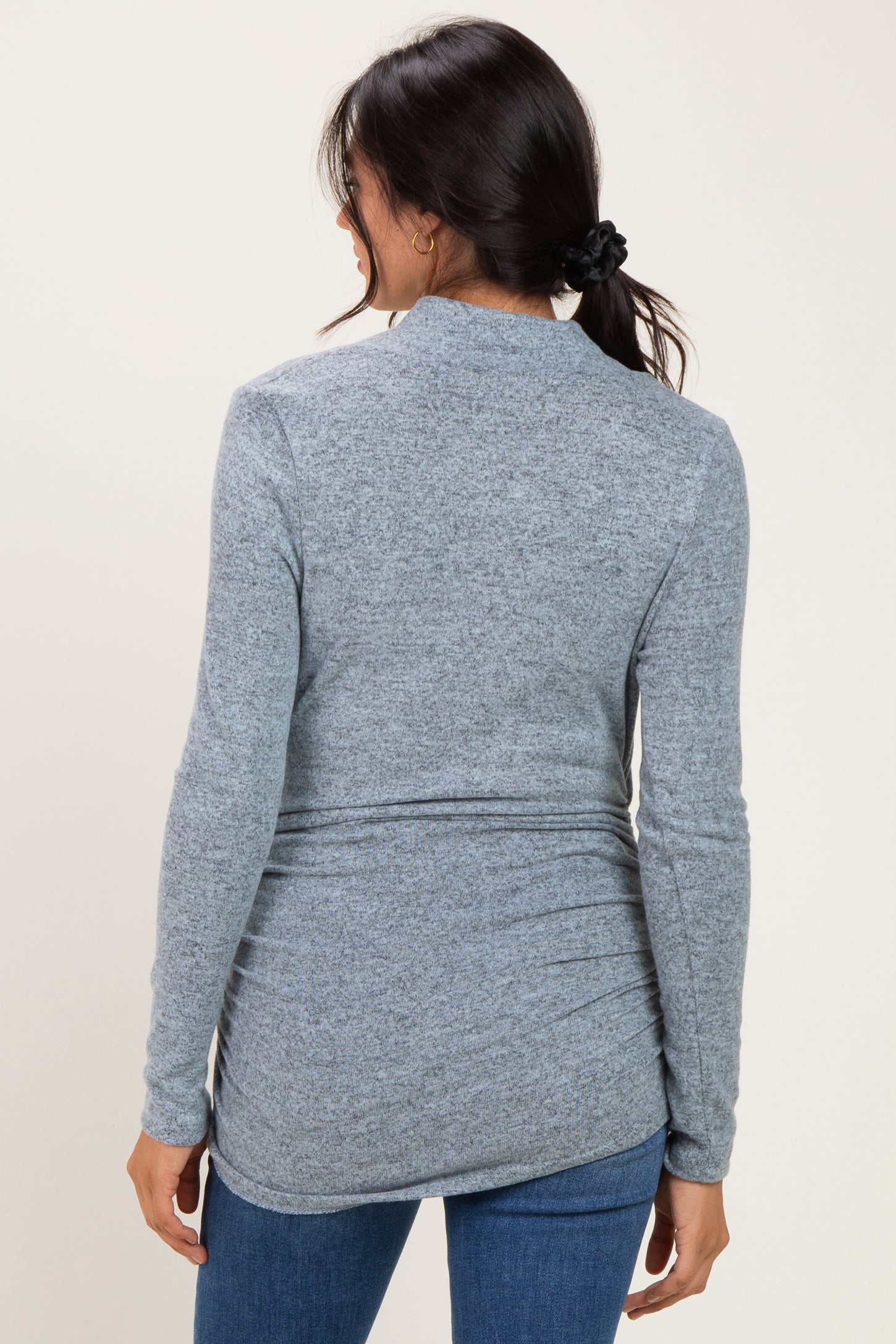 Light Blue Soft Heathered Draped Wrap Nursing Top