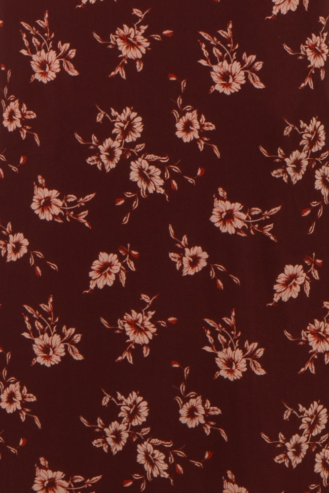 Burgundy Floral Mesh Off Shoulder Long Sleeve Maxi Dress