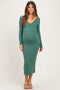 Emerald V-Neck Long Sleeve Fitted Maternity Maxi Dress