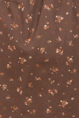 Brown Floral Puff Sleeve Square Neck Mini Dress