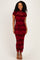 Red Floral Mesh Midi Dress