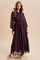 Burnt Mocha Polka Dot Chiffon Button Down Maxi Dress