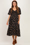 Black Smocked Flutter Sleeve Daisy Print Maternity Midi Dress