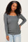 Olive Ribbed Rosette Trim Detail Long Sleeve Top