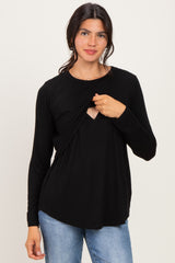 Black Nursing Lift-Up Long Sleeve Top