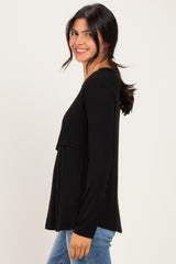 Black Nursing Lift-Up Long Sleeve Top