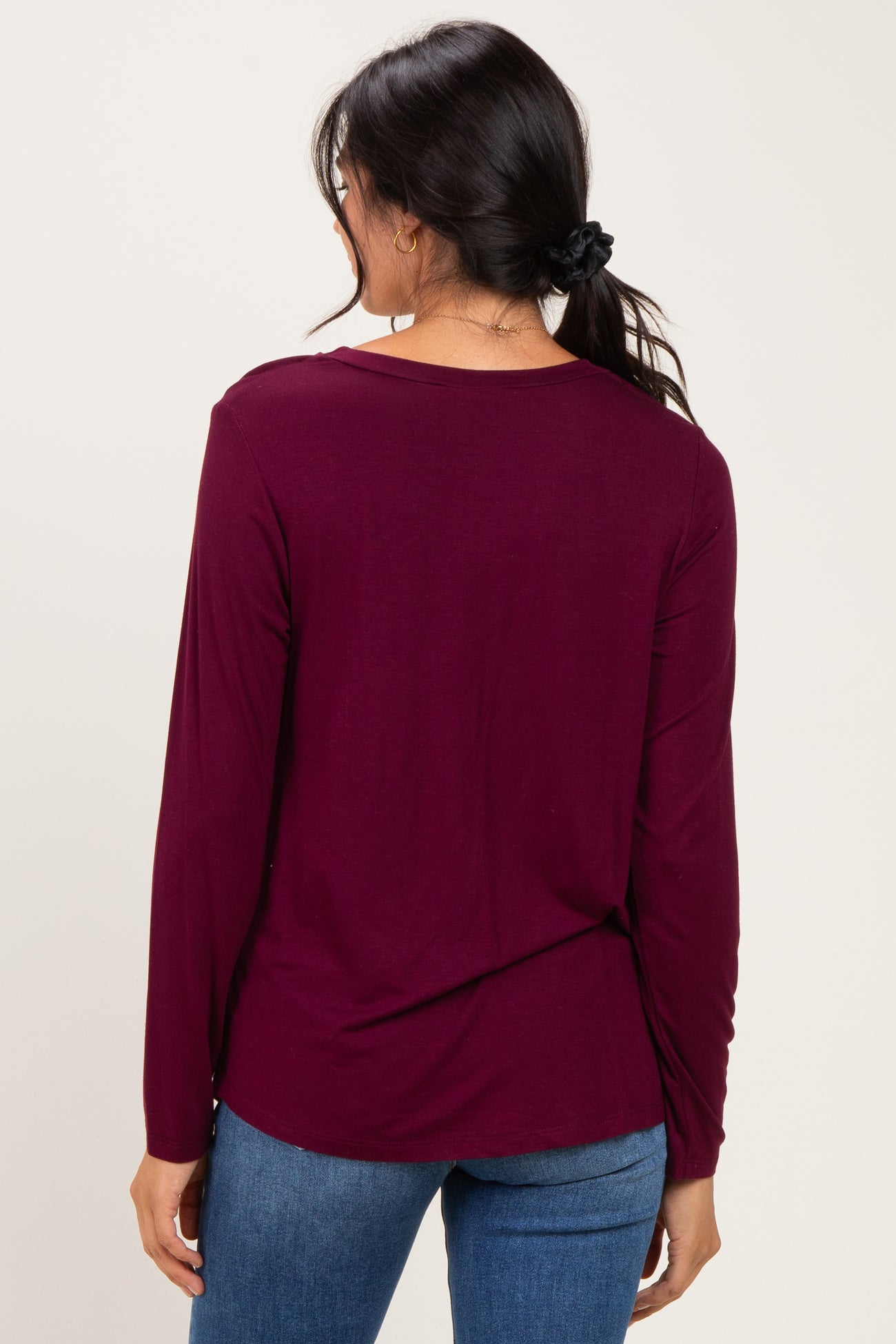 Burgundy Nursing Lift-Up Long Sleeve Top