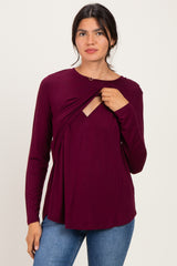 Burgundy Nursing Lift-Up Long Sleeve Top
