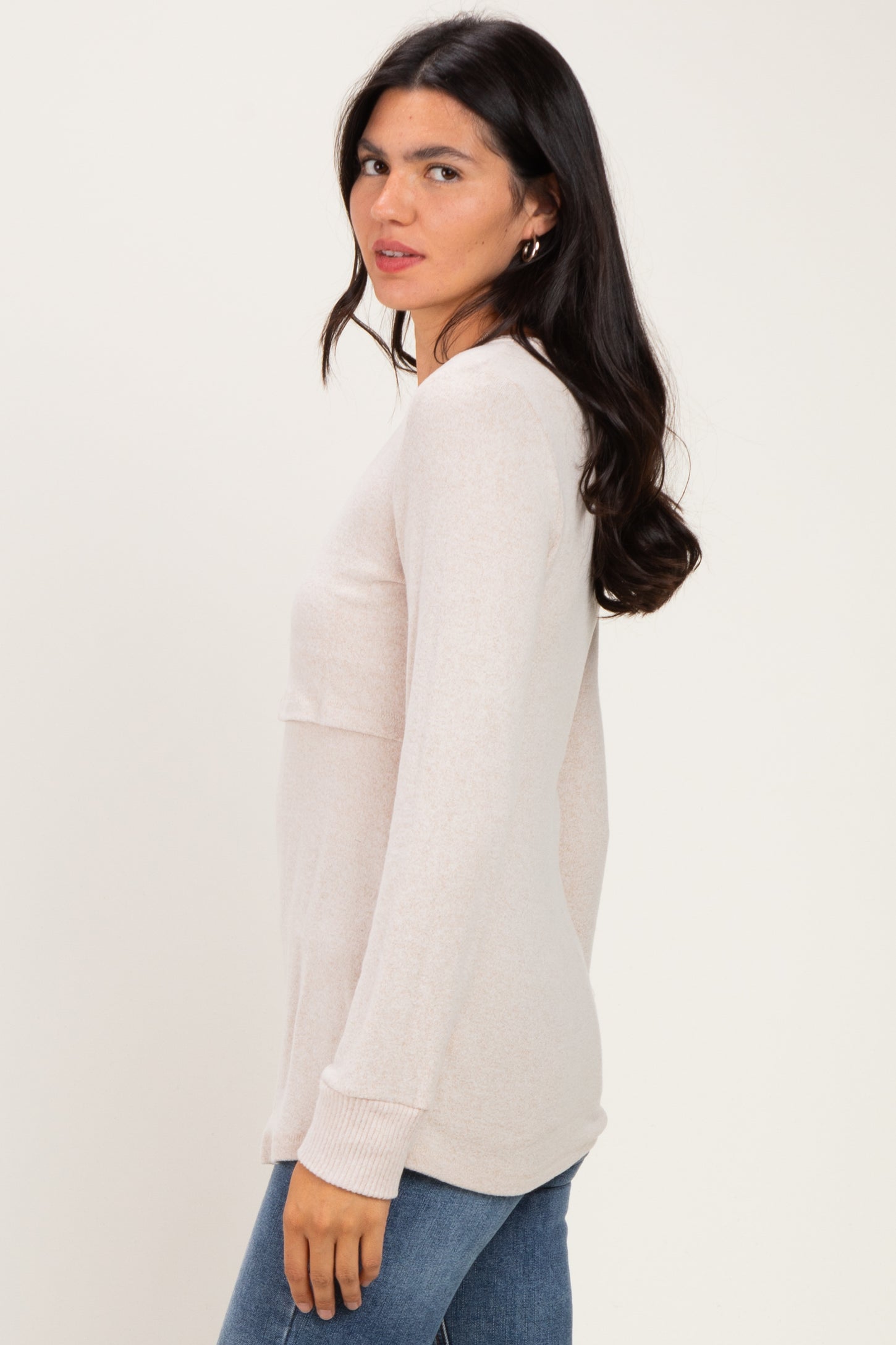 Oatmeal Nursing Layered Knit Top