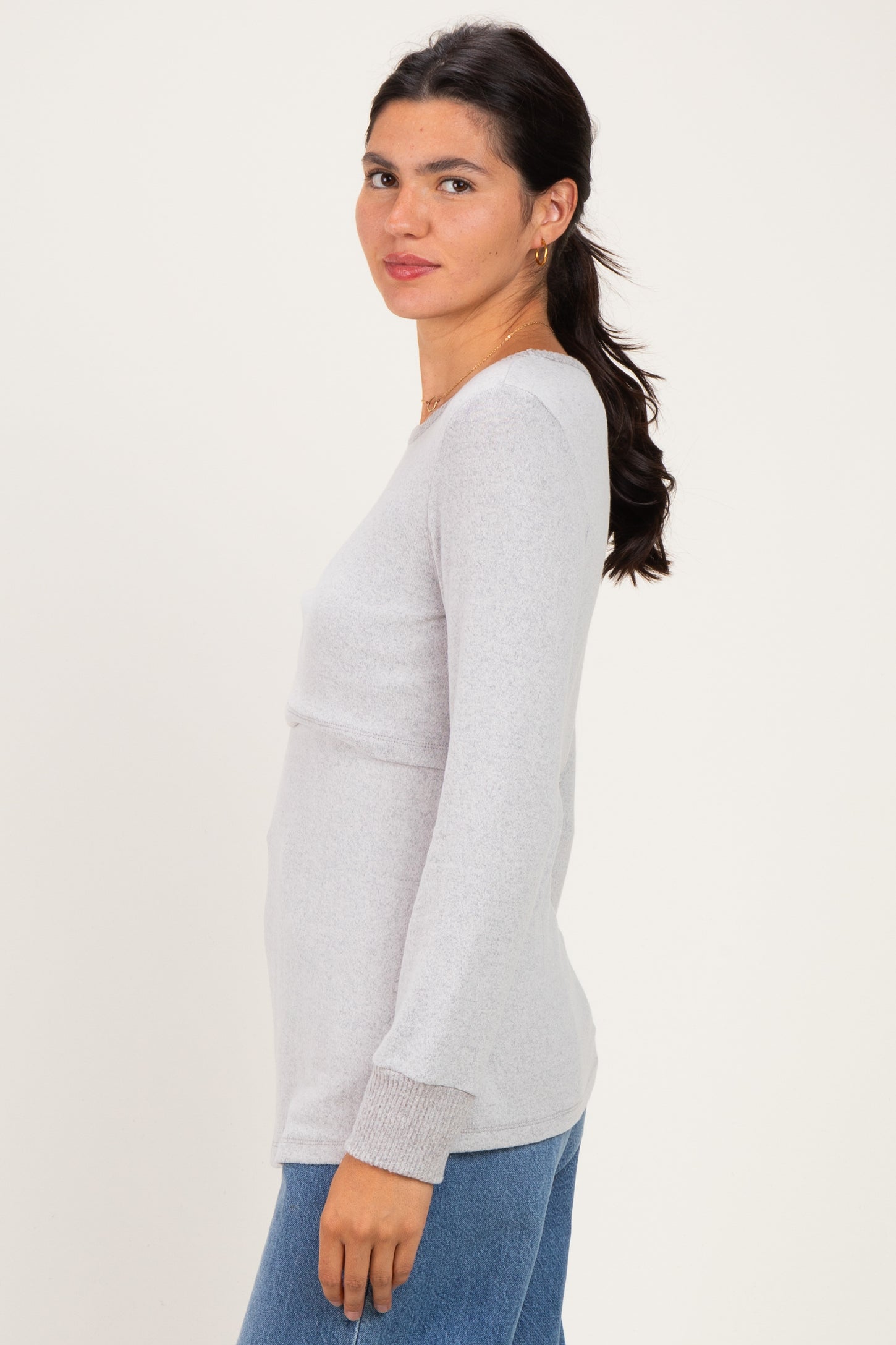 Heather Grey Nursing Layered Knit Top