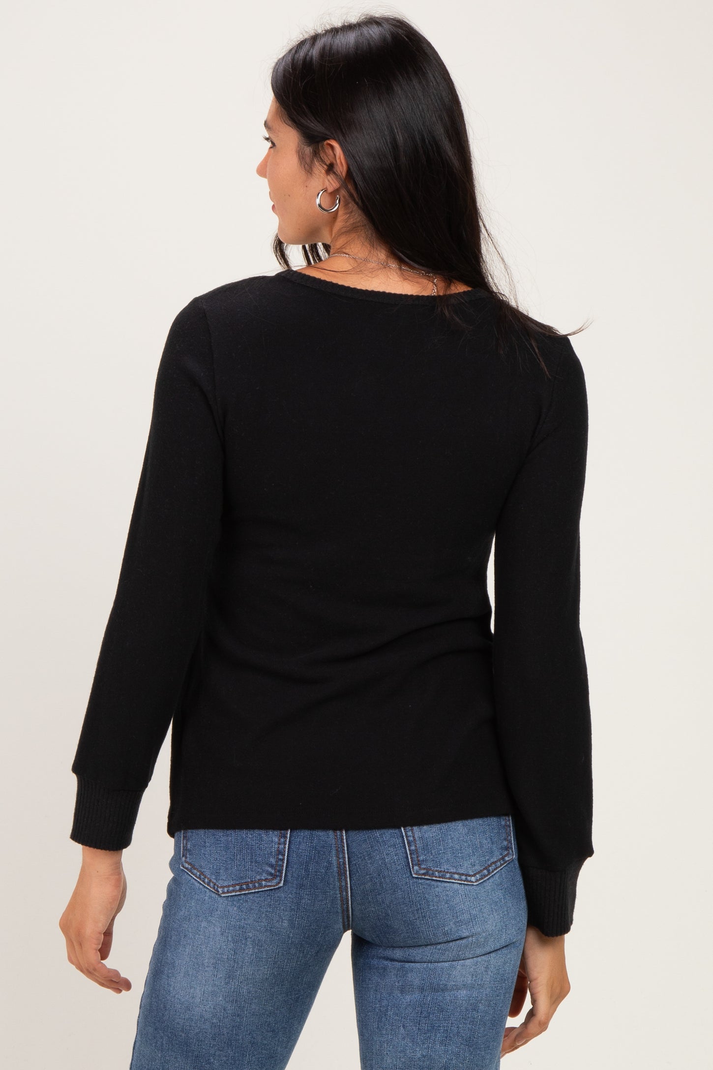 Black Nursing Layered Knit Top