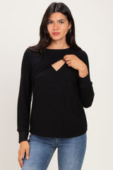 Black Nursing Layered Knit Top
