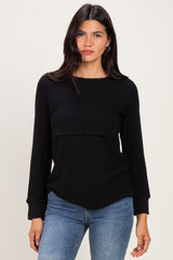 Black Nursing Layered Knit Top