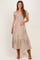 Cream Plaid Smocked Puff Sleeve Tiered Maternity Midi Dress