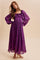 Plum Jacquard Smocked Ruffle Maxi Dress