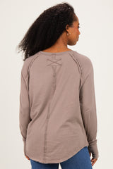 Cocoa Exposed Seam Long Sleeve Top