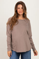 Cocoa Exposed Seam Long Sleeve Maternity Top