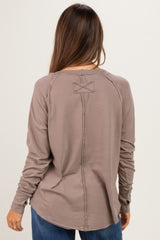 Cocoa Exposed Seam Long Sleeve Maternity Top