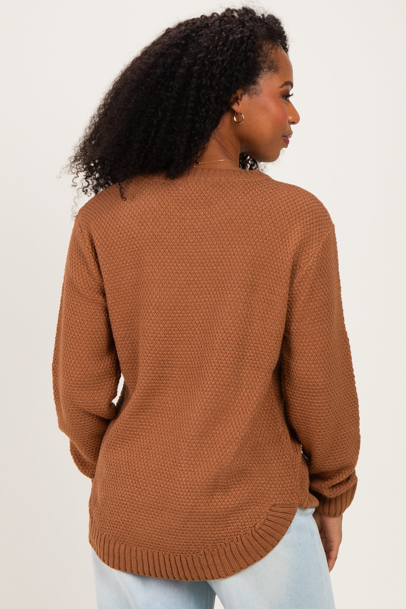 Deep Camel Knit Pullover Sweater
