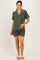 Army Green Short Sleeve Button Down Shirt Shorts Maternity Set