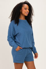 Dusty Blue Pullover & Shorts Set