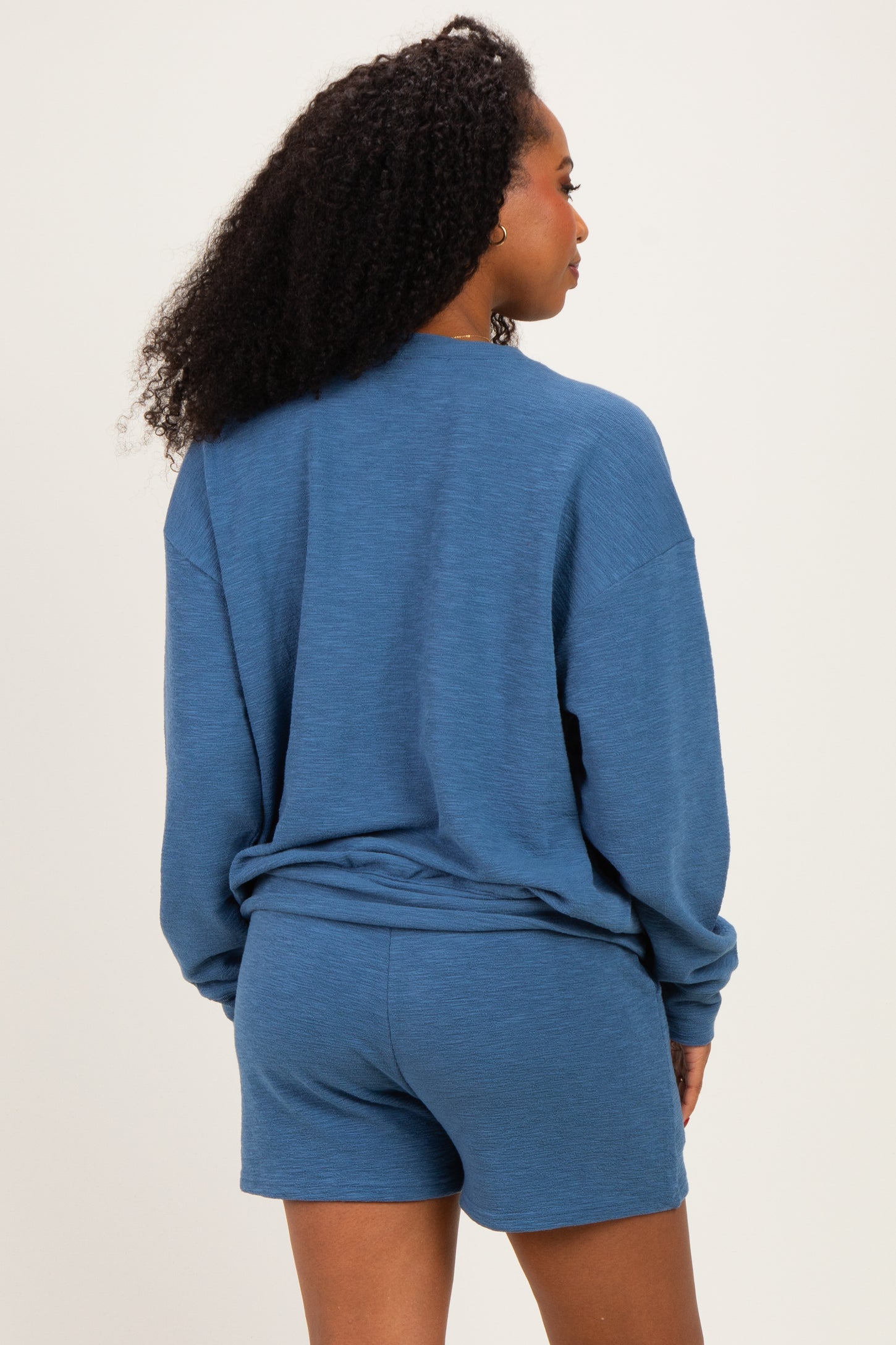 Dusty Blue Pullover & Shorts Set