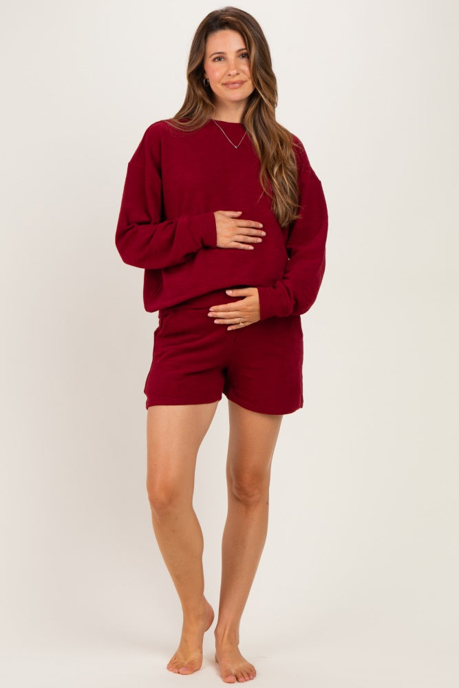 Cabernet Maternity Pullover & Shorts Set