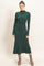 Hunter Green Ribbed Mock Neck Long Sleeve Midi Dress