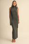 Olive Attached Neck Scarf Scoop Back Maxi Dress