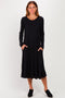 Black Ribbed Long Sleeve Maxi Dress