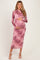 Light Pink Floral Mesh Long Sleeve Maternity Midi Dress