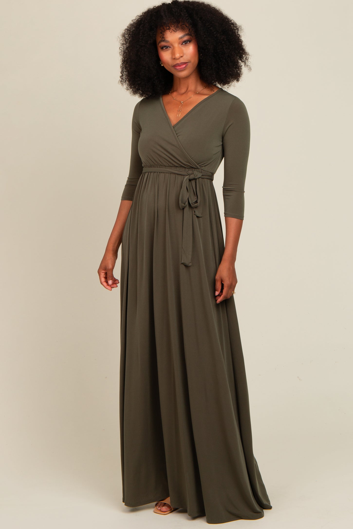 olive green long dresses Abby Olive Green Halter Maxi Dress