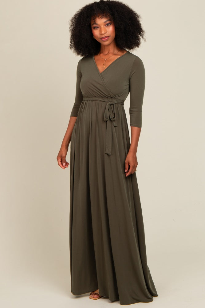 slim fit dress slacks Long Sleeves V-Neck Green Mermaid Popular Modest Cheap Bridesmaid Dres –  SposaBridal main image 1