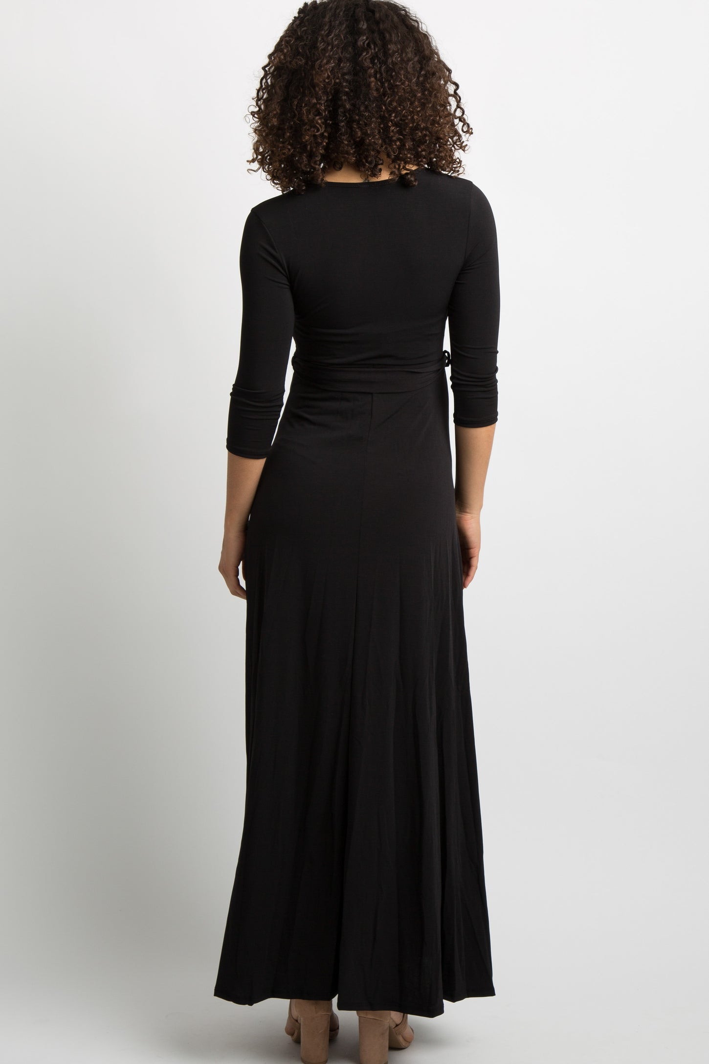 Black Sash Tie Maternity Maxi Dress Black Sash Tie Maternity Maxi Dress