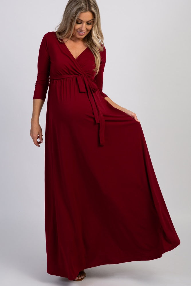 knee length dresses for ladies Pinkblush Fuchsia Smocked Halter Maternity Maxi Dress