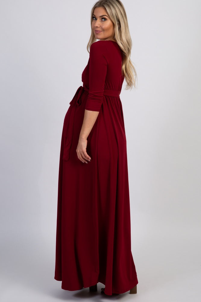 PinkBlush Burgundy Draped Maternity Maxi PinkBlush Burgundy Draped Maternity Maxi