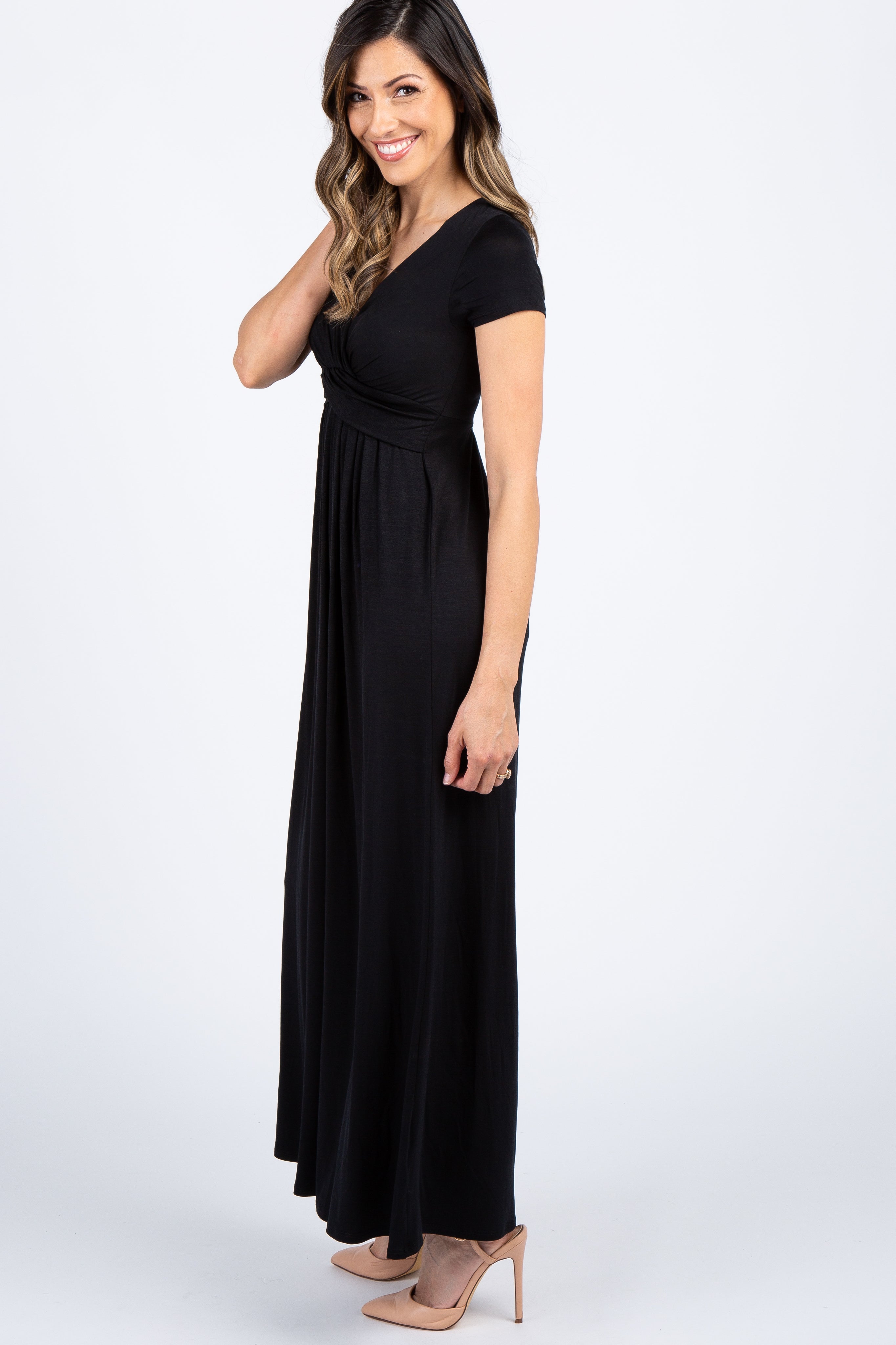 Pinkblush Black Maternity/Nursing Maxi Dress