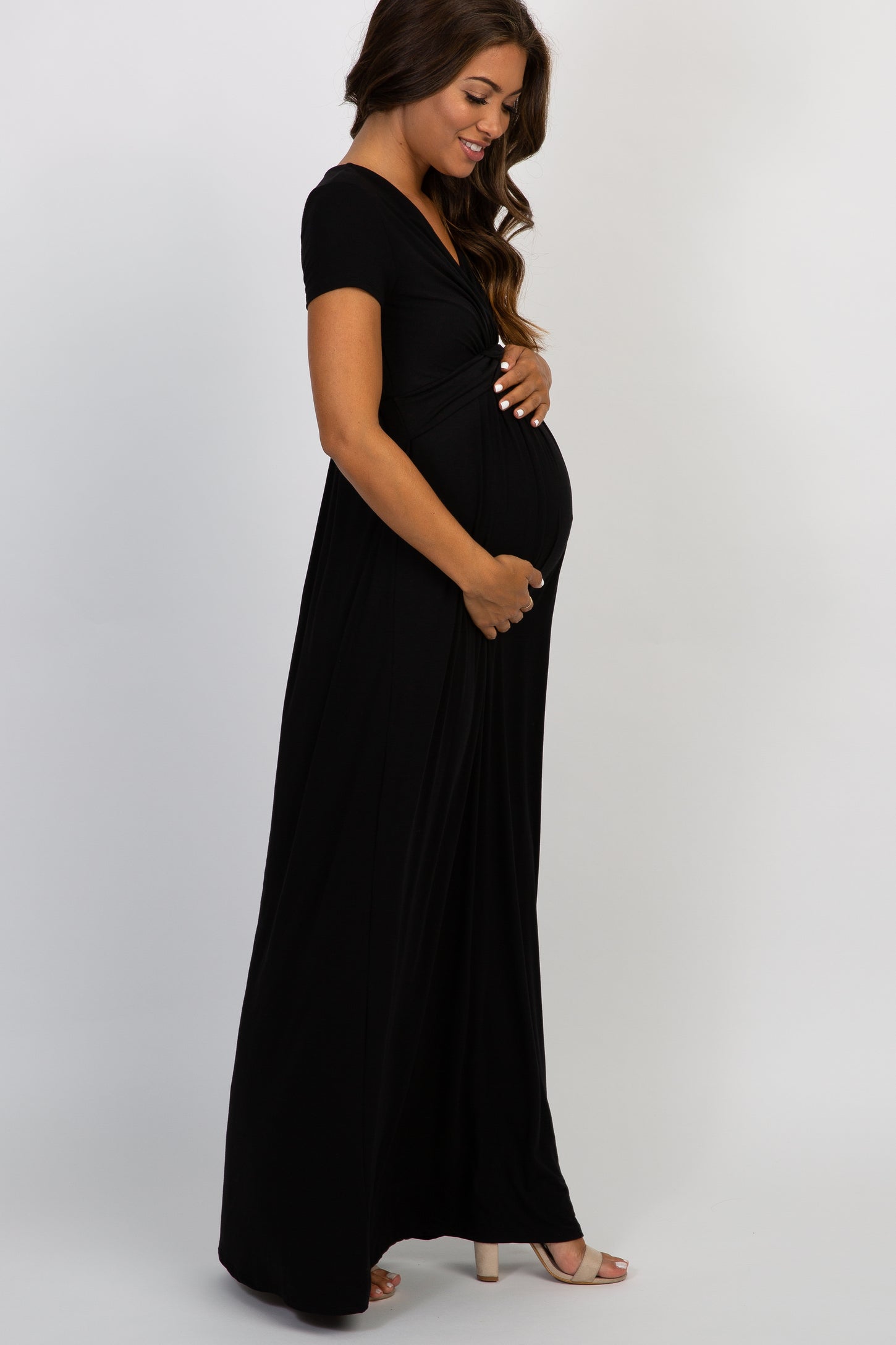 PinkBlush Black Draped Maternity/Nursing Maxi Dress PinkBlush Black Draped Maternity/Nursing Maxi Dress