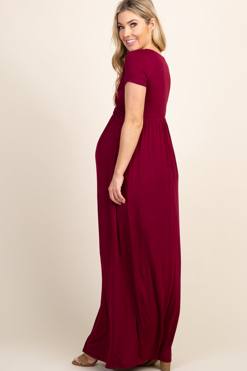 Pinkblush Burgundy Maternity/Nursing Maxi Dress