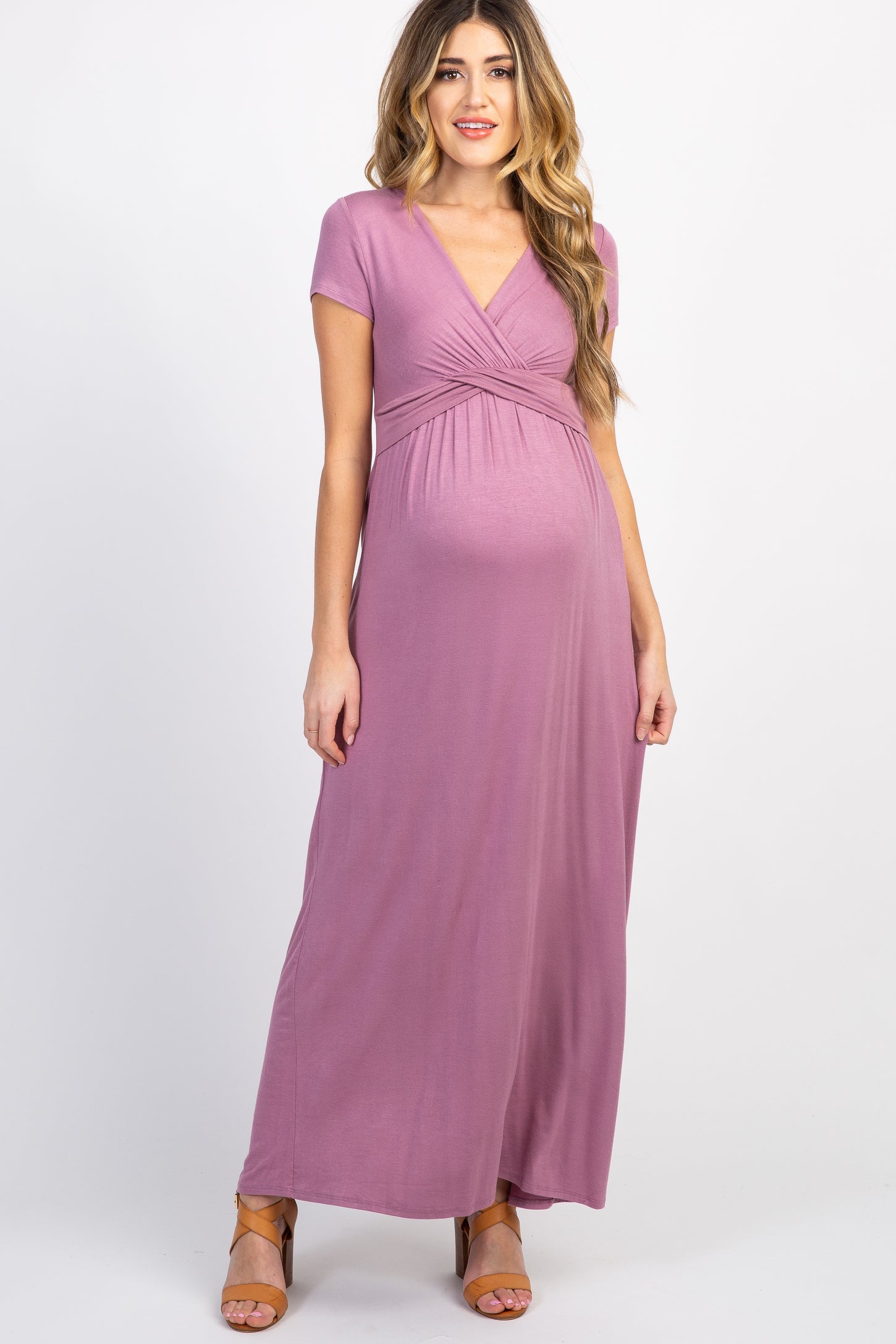 PinkBlush Mauve Draped Maternity/Nursing Maxi Dress PinkBlush Mauve Draped Maternity/Nursing Maxi Dress