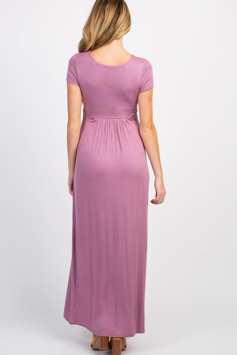 Pinkblush Mauve Draped Maternity/Nursing Maxi Dress