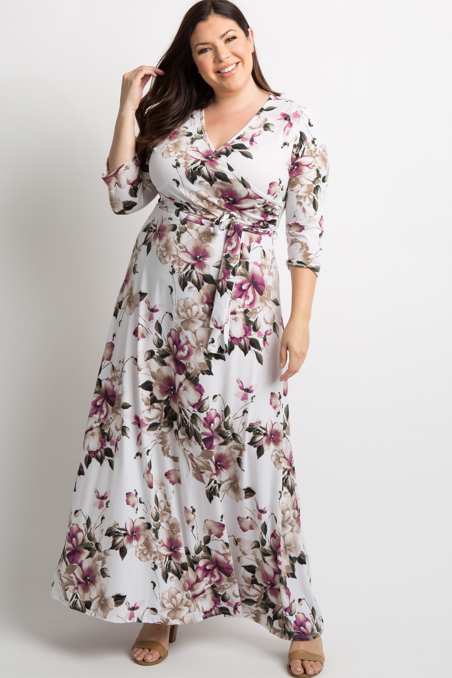 PinkBlush White Floral Plus Maternity/Nursing Wrap Maxi Dress PinkBlush White Floral Plus Maternity/Nursing Wrap Maxi Dress