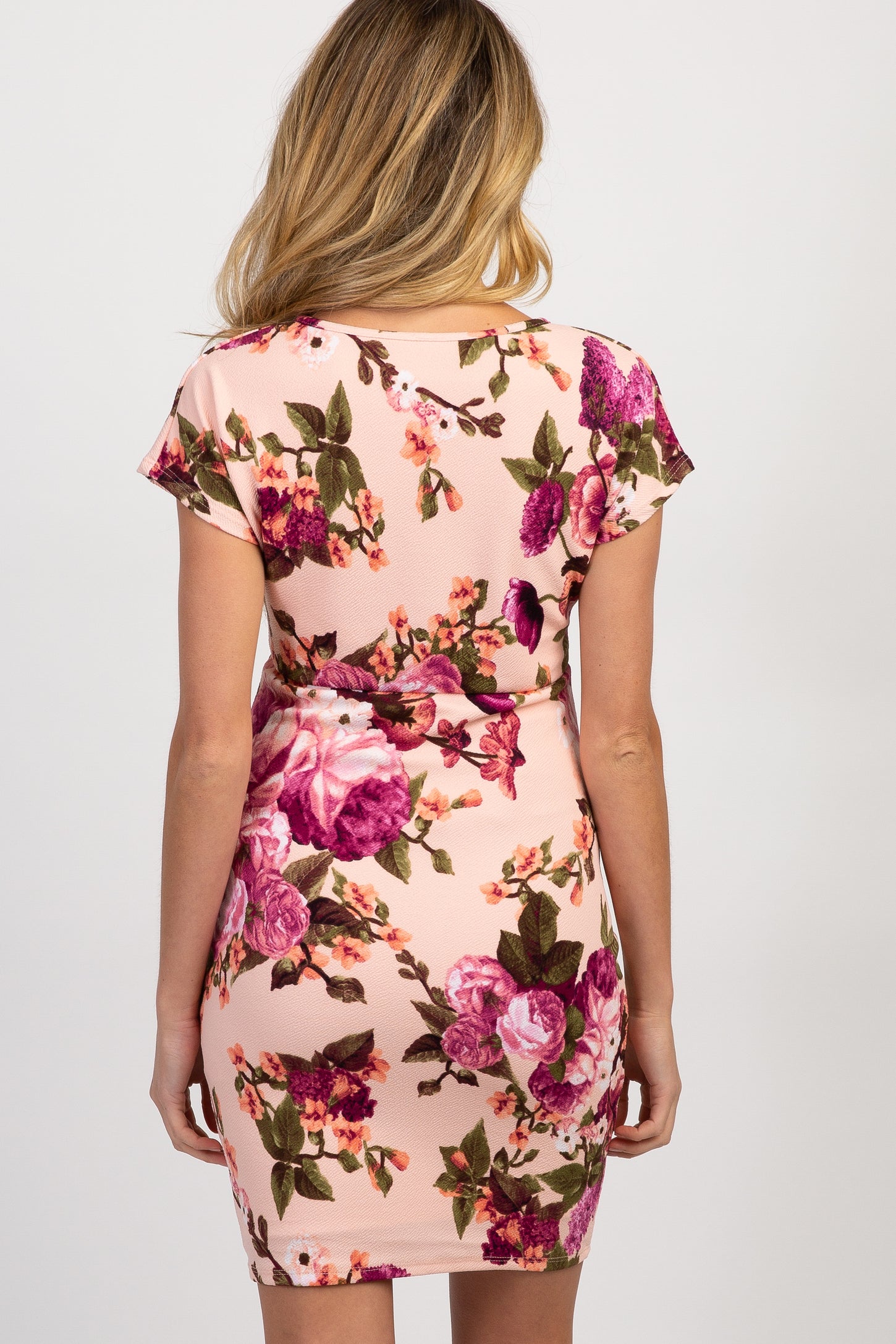 PinkBlush Pink Rose Floral Fitted Wrap Maternity Dress PinkBlush Pink Rose Floral Fitted Wrap Maternity Dress