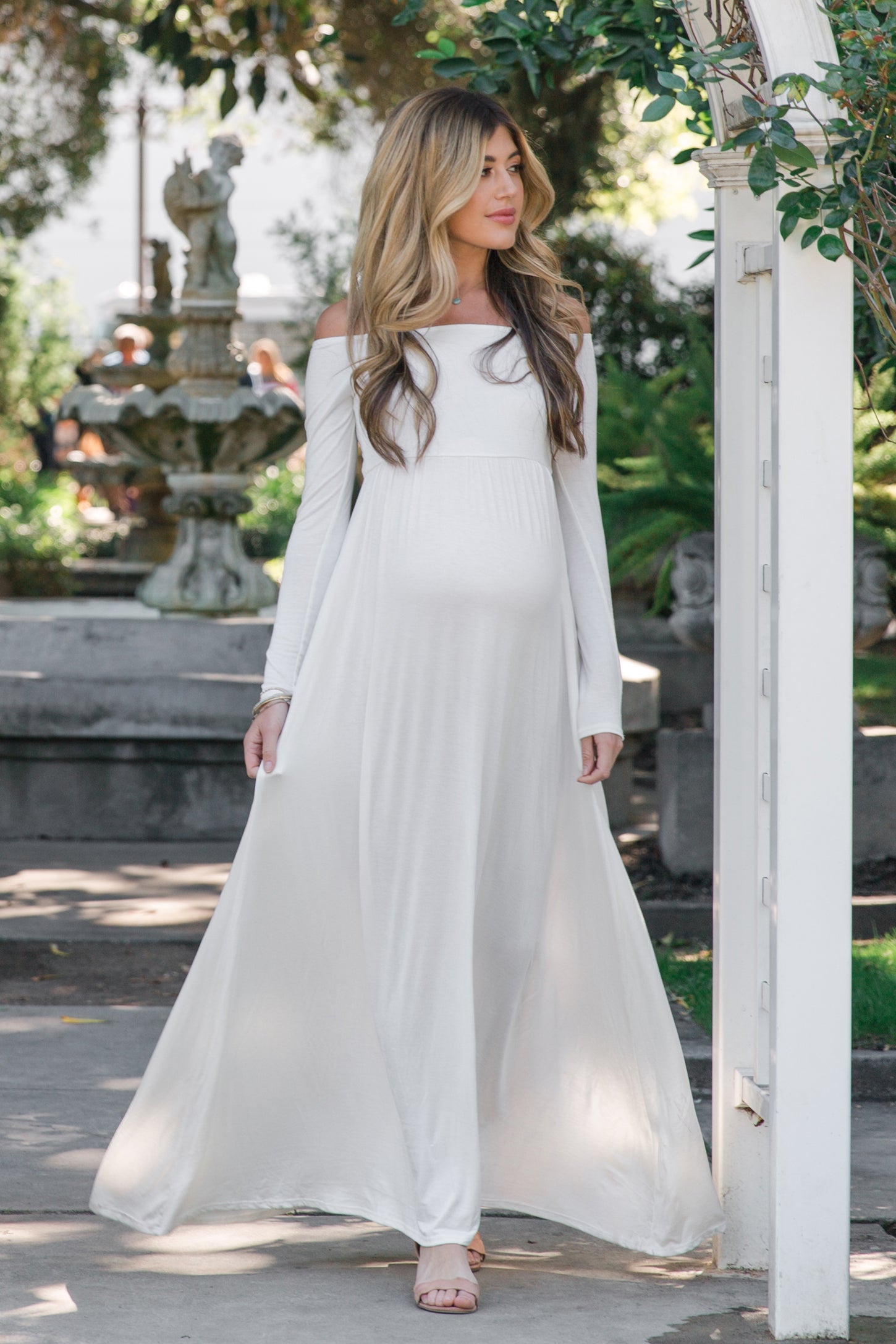 PinkBlush Ivory Off Shoulder Maternity Maxi Dress PinkBlush Ivory Off Shoulder Maternity Maxi Dress