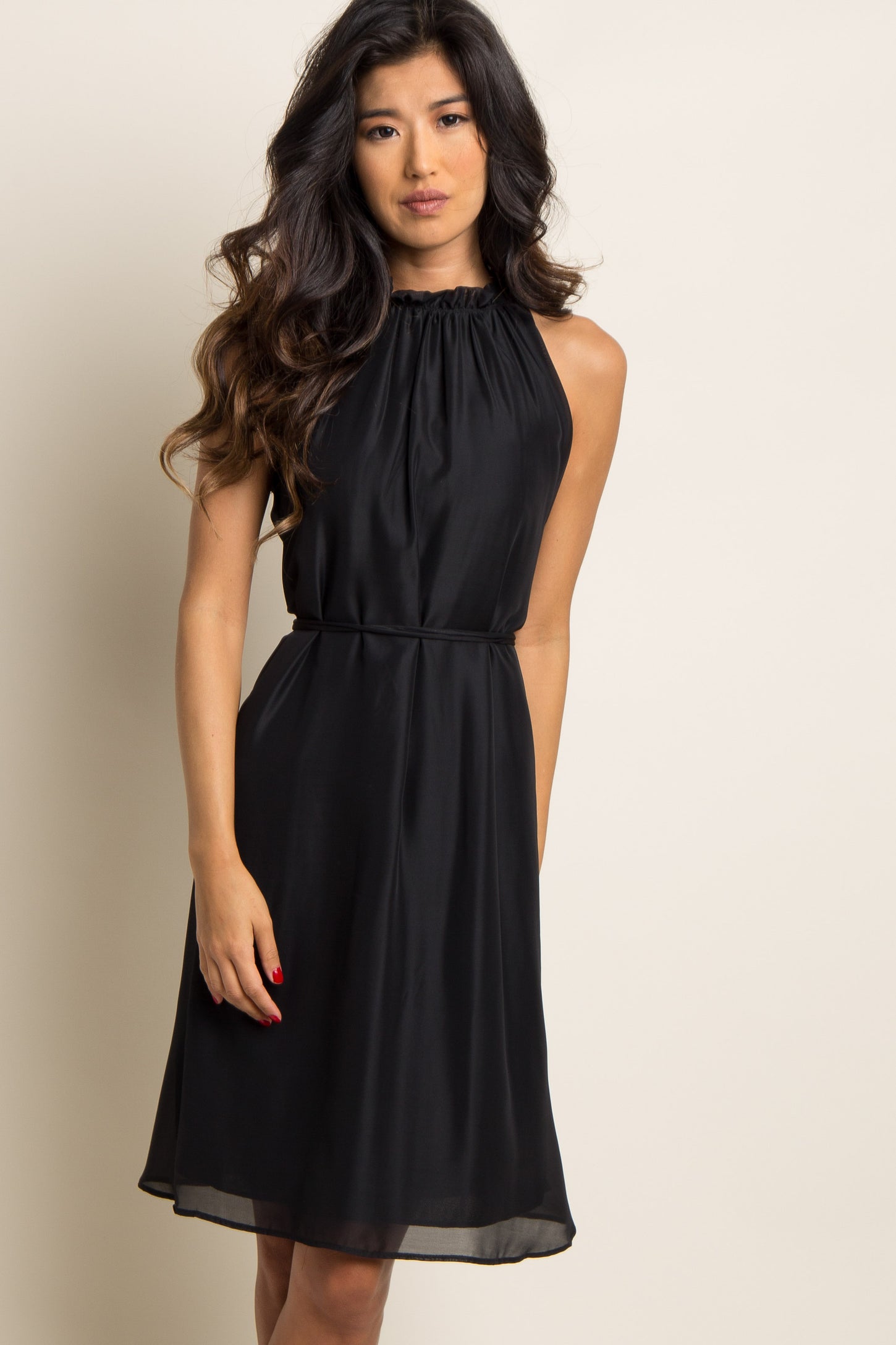 PinkBlush Black Chiffon High Neck Dress PinkBlush Black Chiffon High Neck Dress